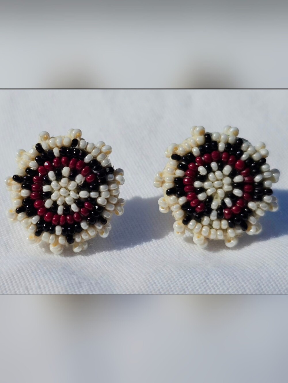 VTG Handmade Navajo Wedding Basket Seed Bead Earrings